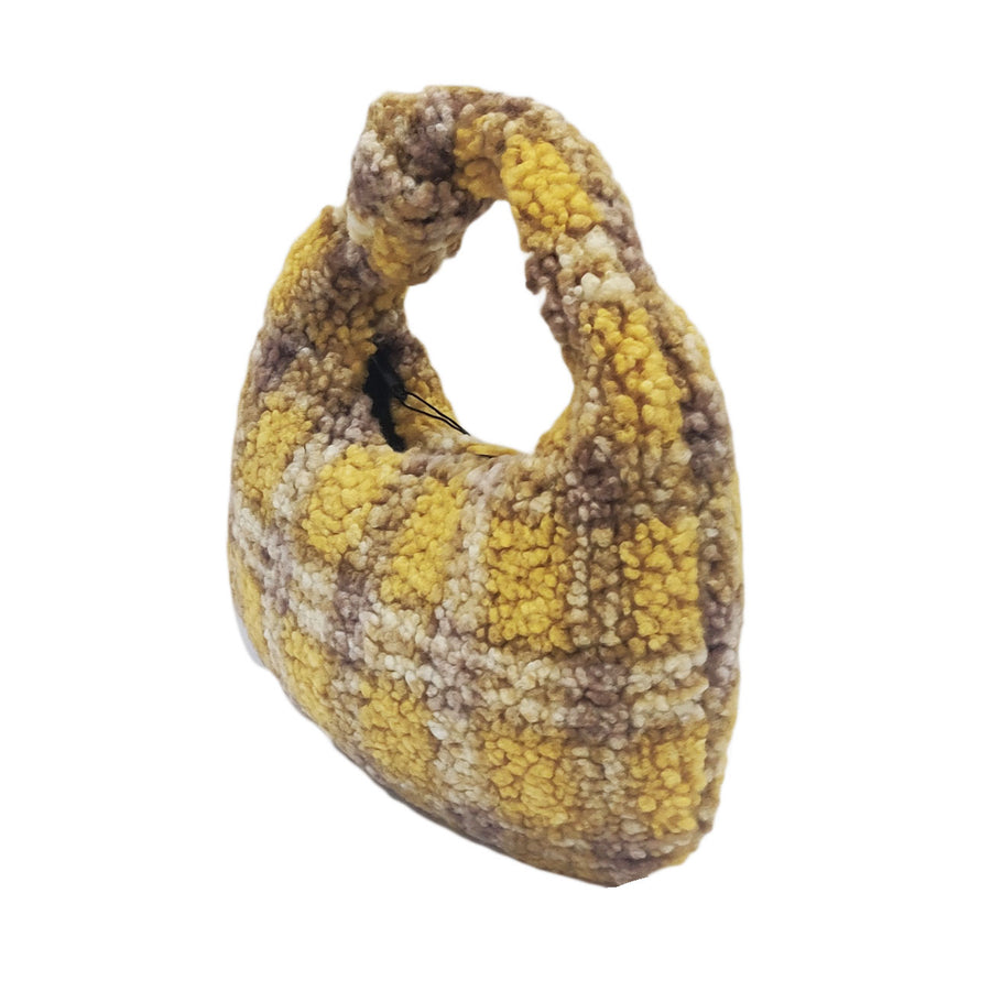 Soft Mustard Teddy Crescent Bag