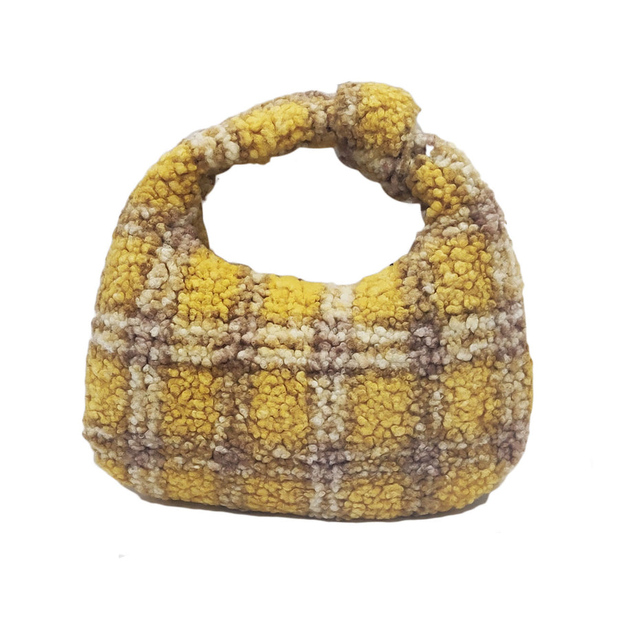 Soft Mustard Teddy Crescent Bag