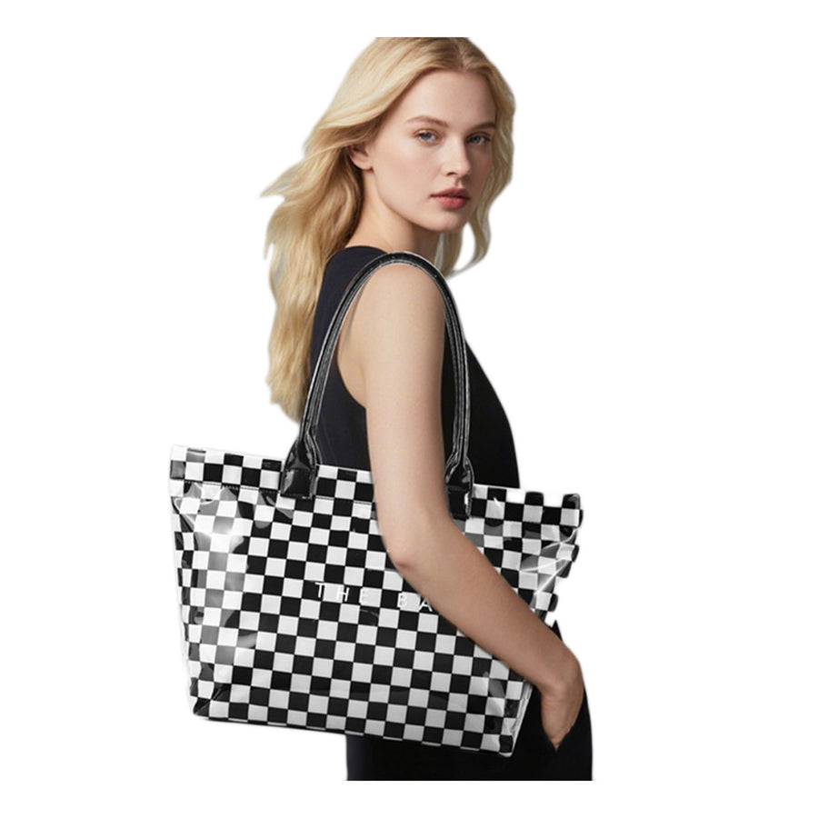 The Bag Message Print Checker Pattern Clear Tote Bag