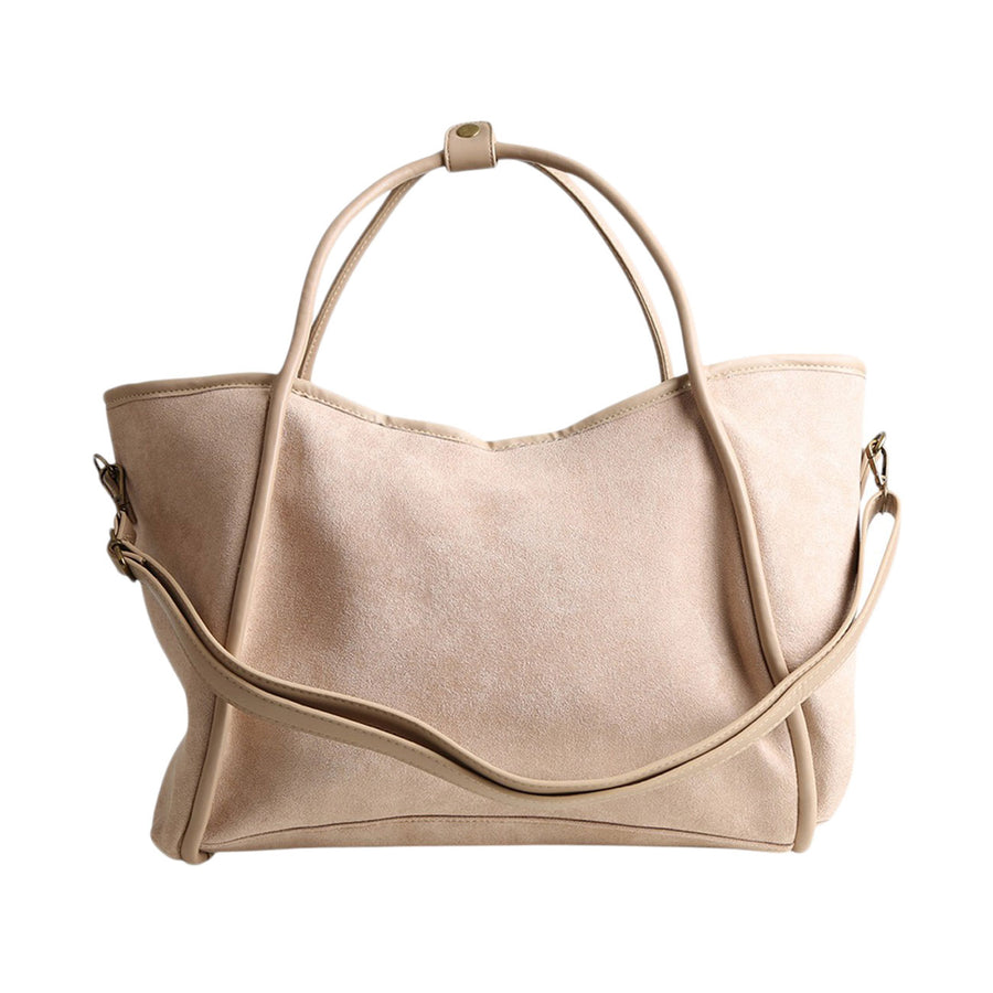 Oversized Taupe Suede Shoulder Tote Bag