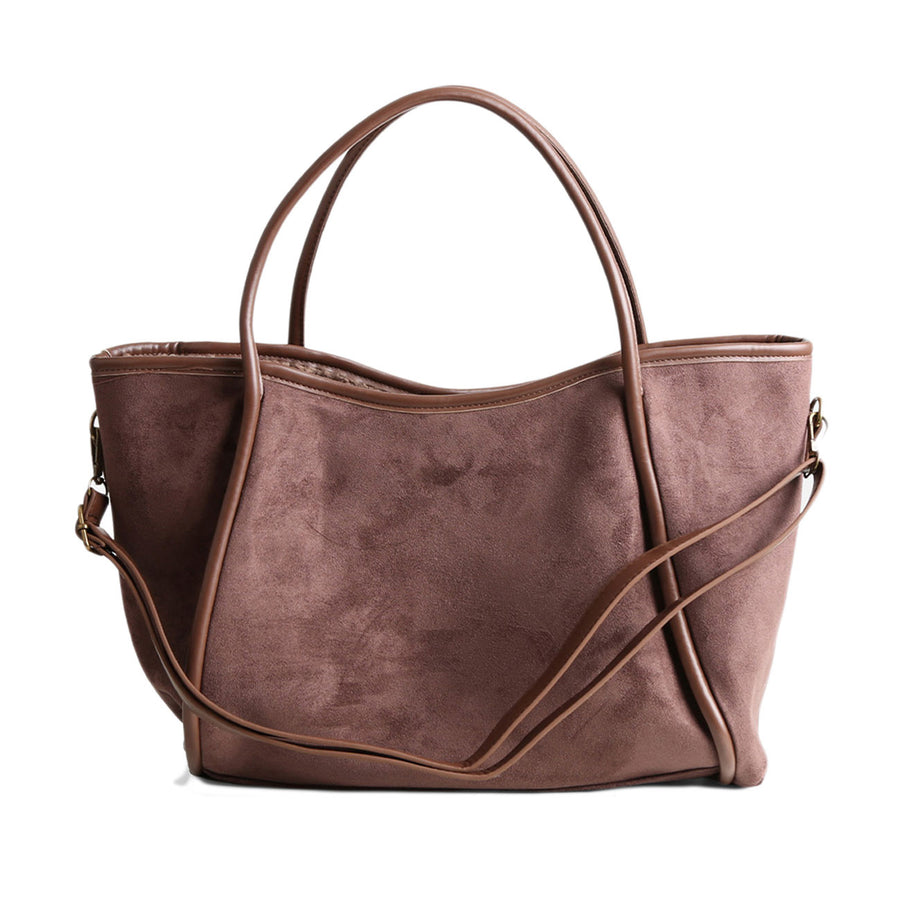 Oversized Taupe Suede Shoulder Tote Bag