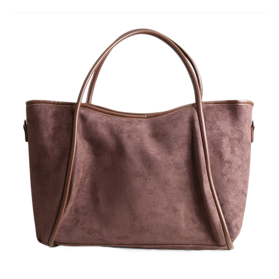 Oversized Taupe Suede Shoulder Tote Bag