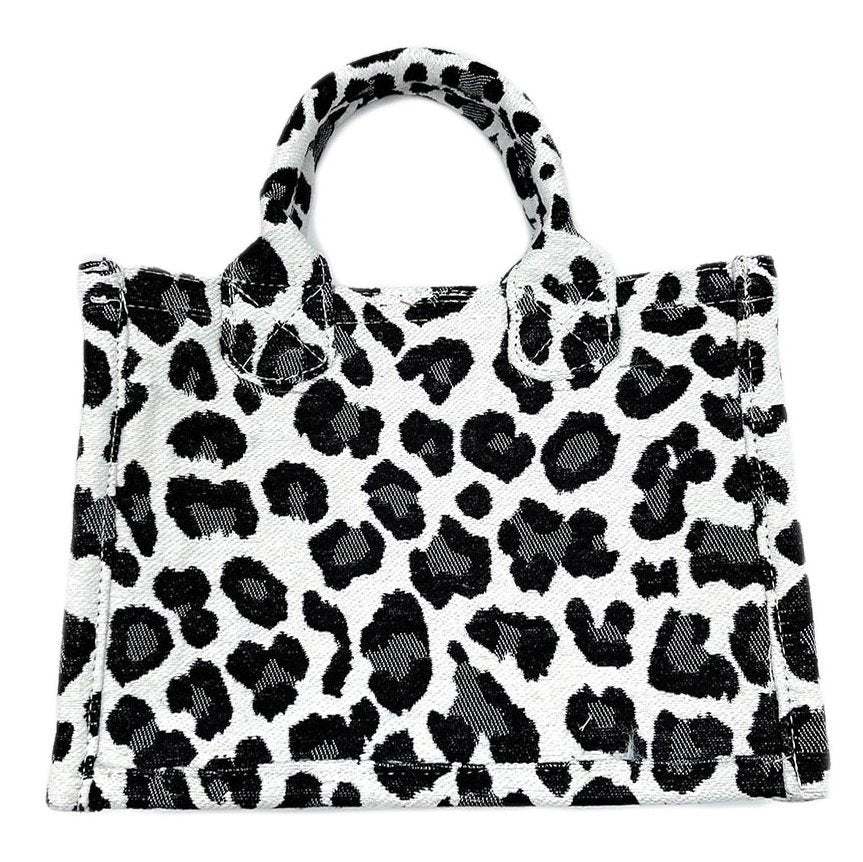 Stylish White Leopard Pattern Mini Tote Bag