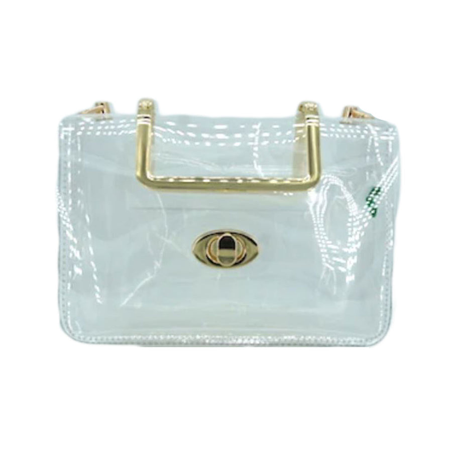 Clear Transparent Gold Handle Clutch Bag