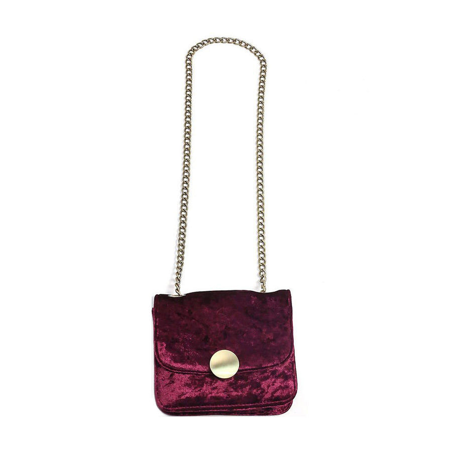 Burgundy Velvet Cross Body Belt Bag