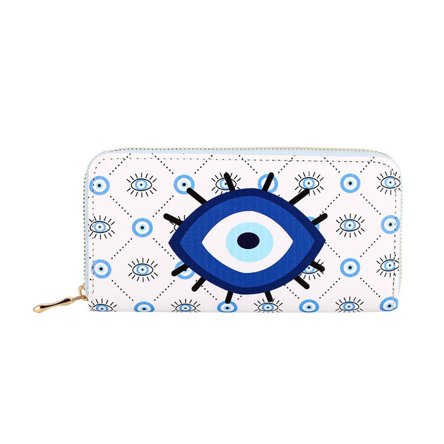 Blue Evil Eye Print Wallet