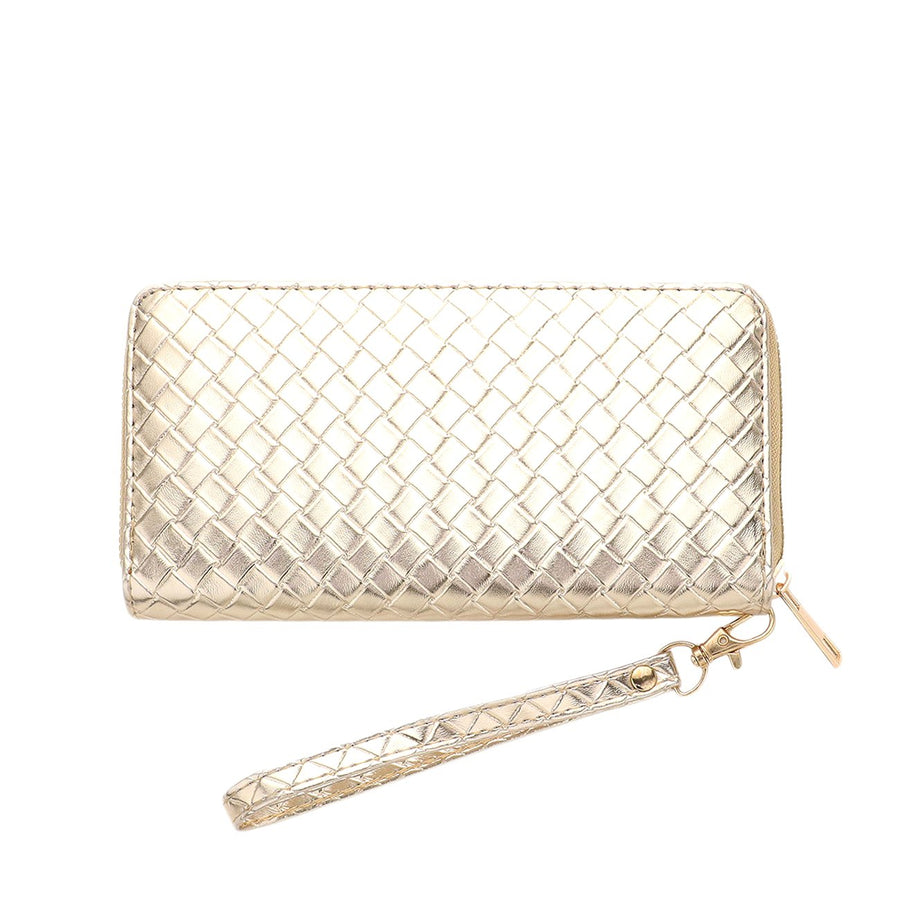 Green Basket Weave Wallet Wristlet