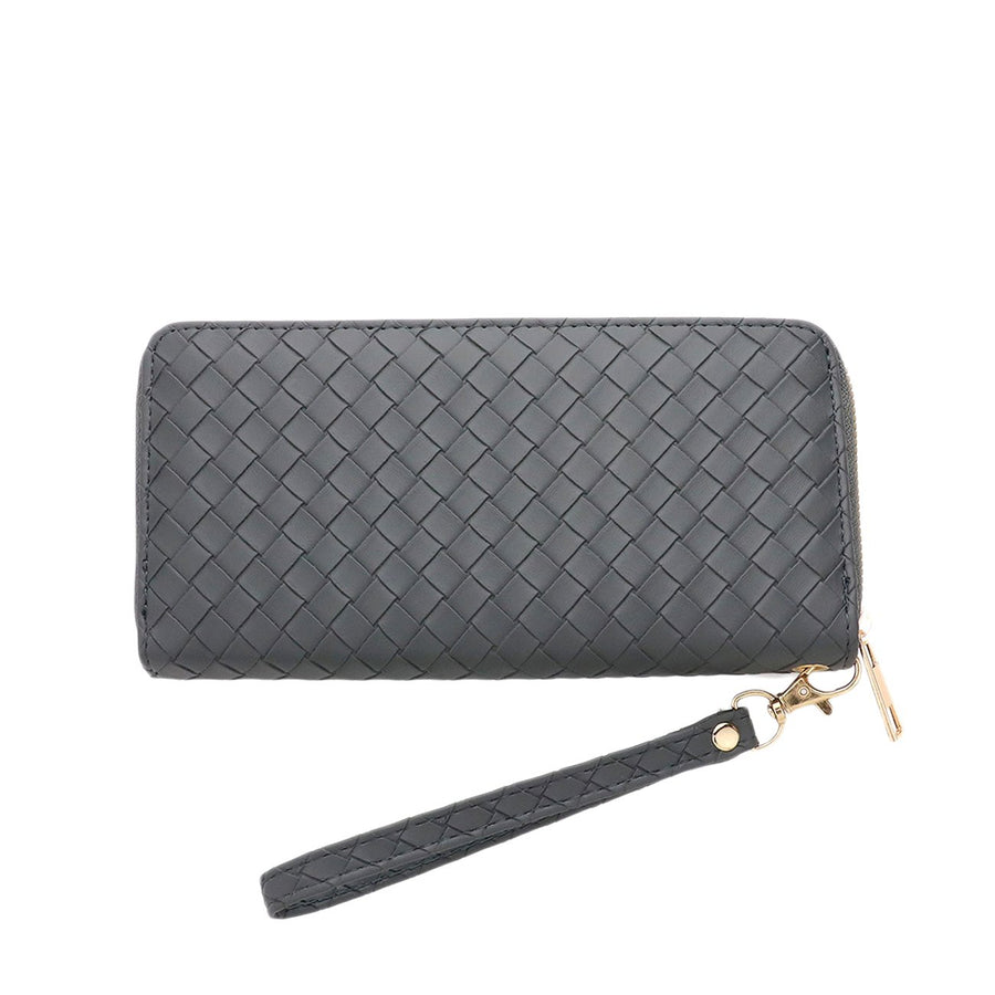 Green Basket Weave Wallet Wristlet