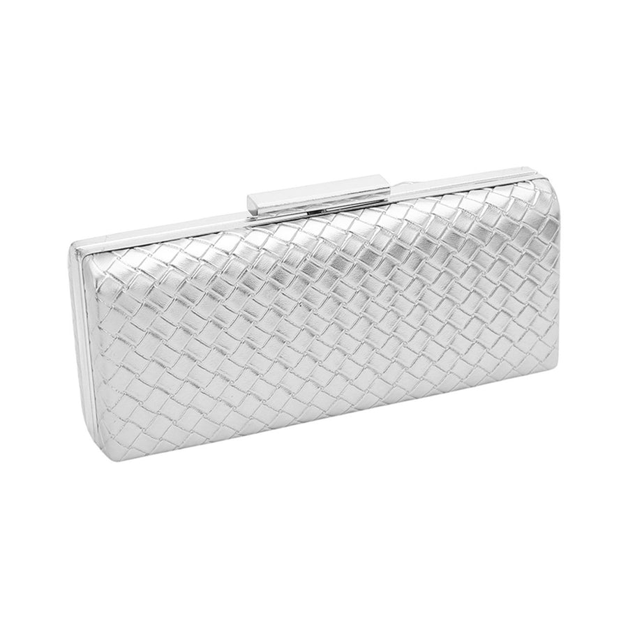 Blue Basket Weave Evening Clutch Bag