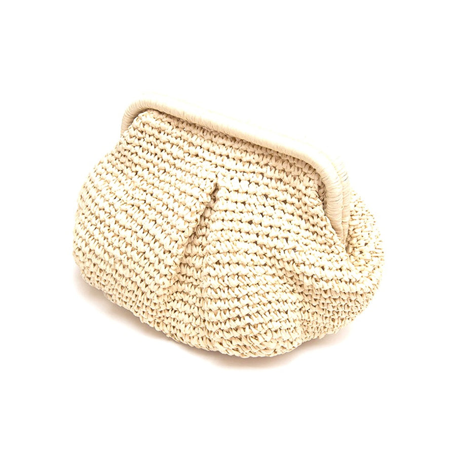 Woven Raffia Dumpling Cloud Clutch Bag