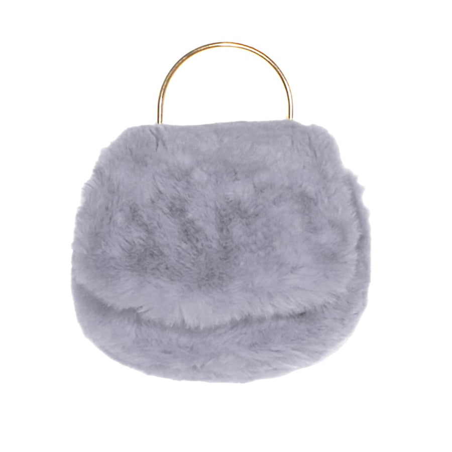 Soft Pink Faux Fur Top Handle Cross Body Tote Bag