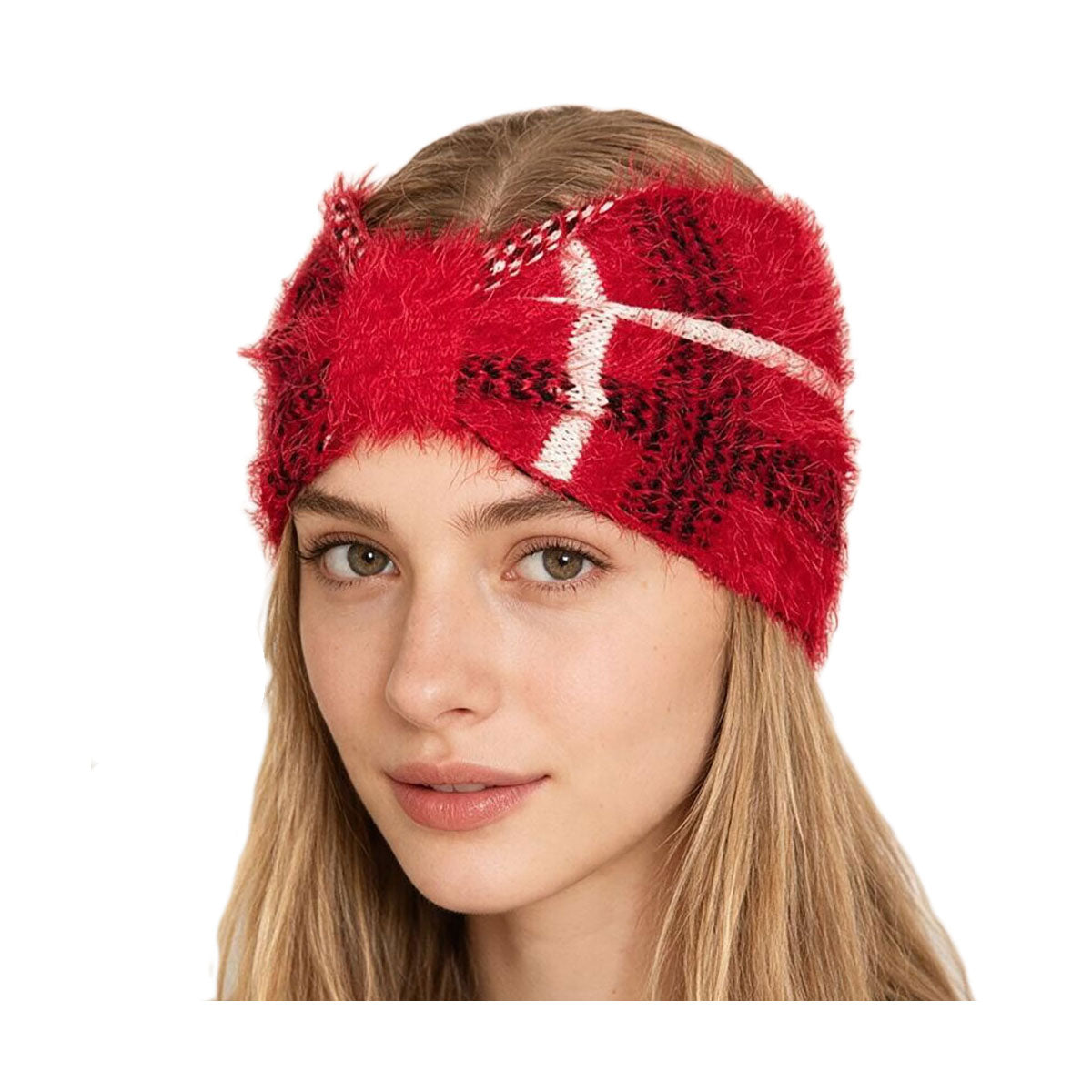 Red Plaid Check Patterned Earmuff Headband – TigerLilyBloom™