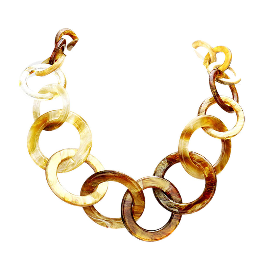Multi Color Celluloid Acetate Ring Chunky Link Necklace