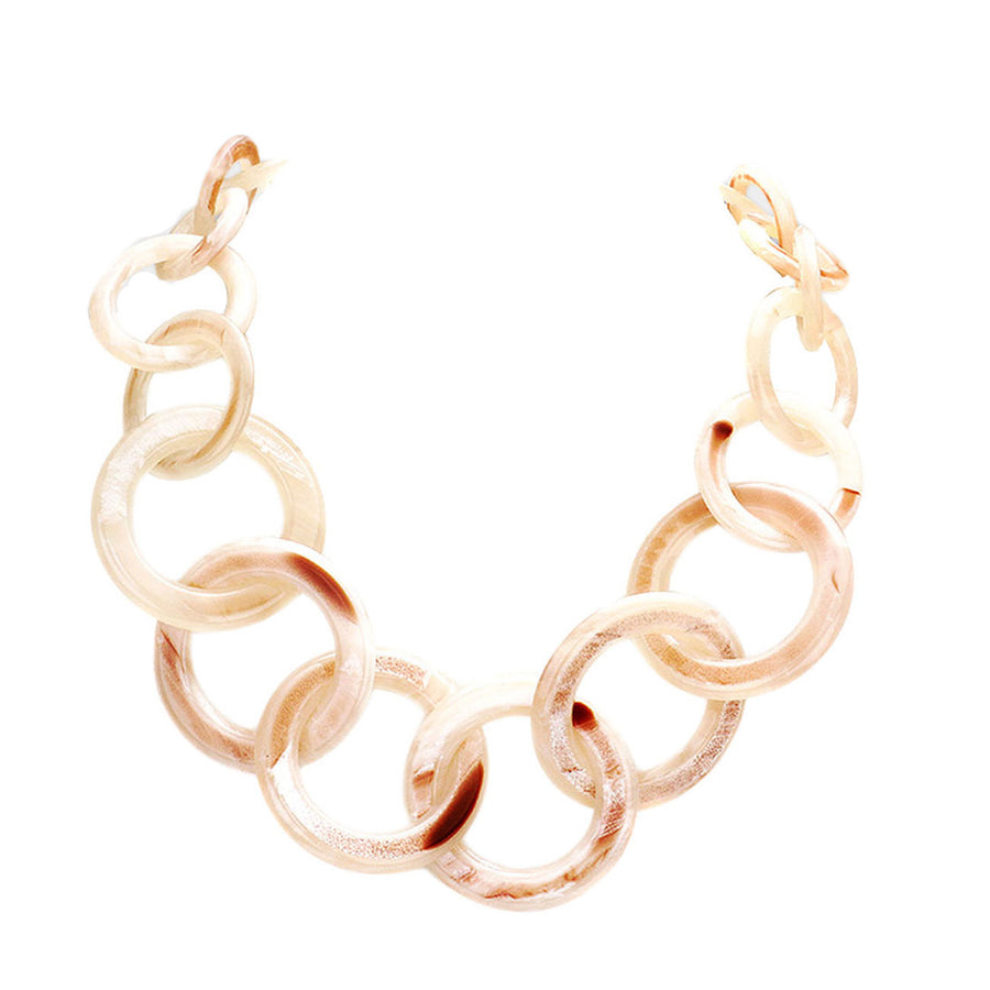 Multi Color Celluloid Acetate Ring Chunky Link Necklace