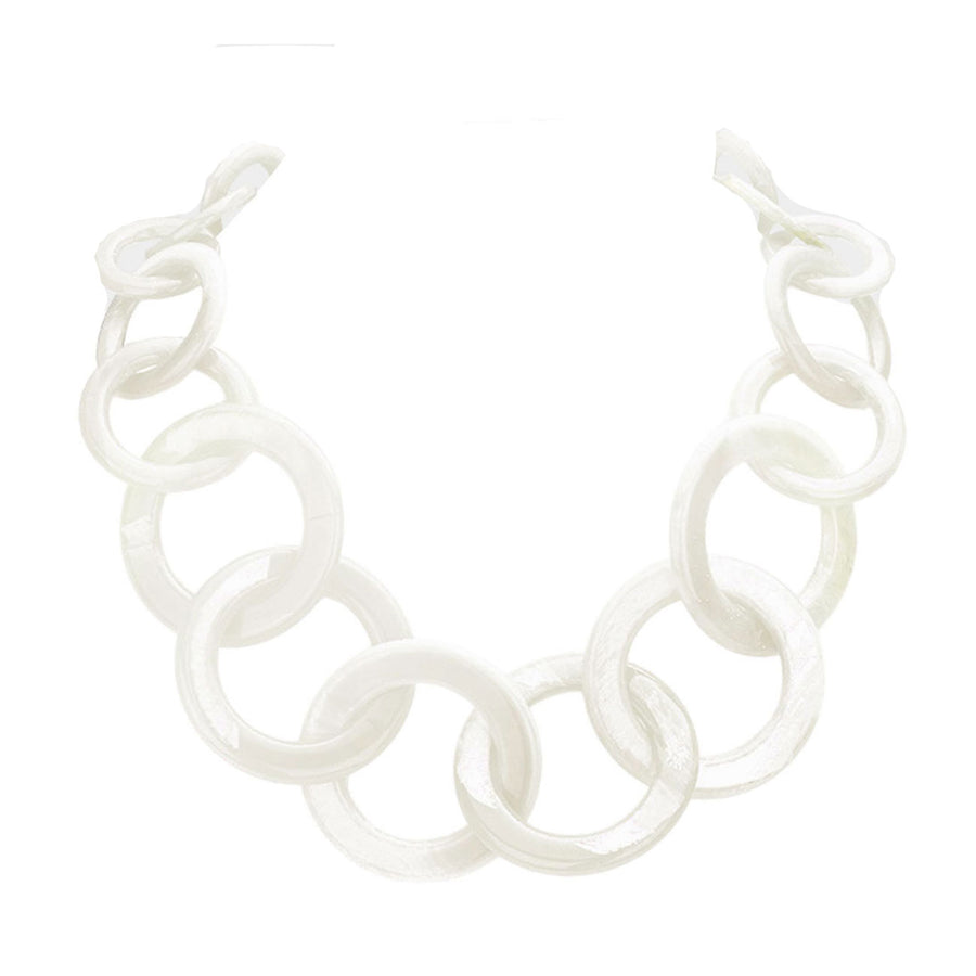 Multi Color Celluloid Acetate Ring Chunky Link Necklace