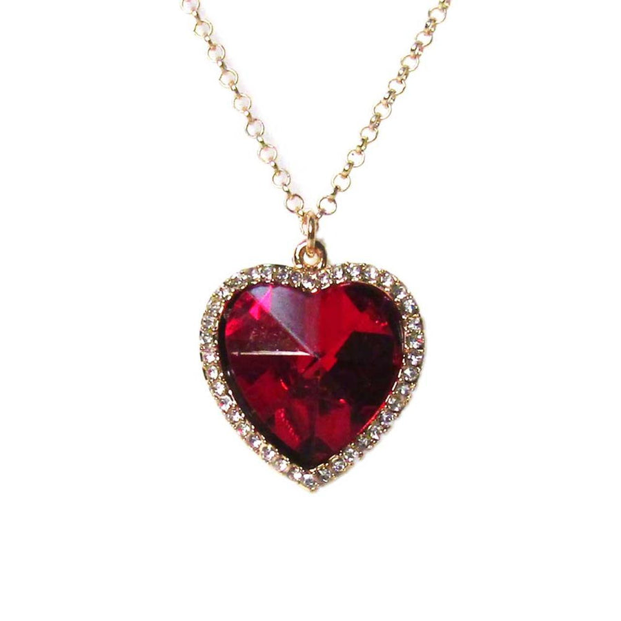 Red Rhinestone Heart Necklace