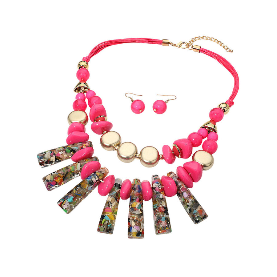 Bold Green Abstract Resin Beaded Statement Necklace – TigerLilyBloom™