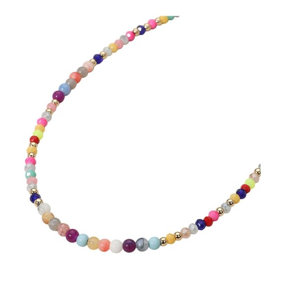 Vibrant Multi Color Faceted Beads Choker Necklace