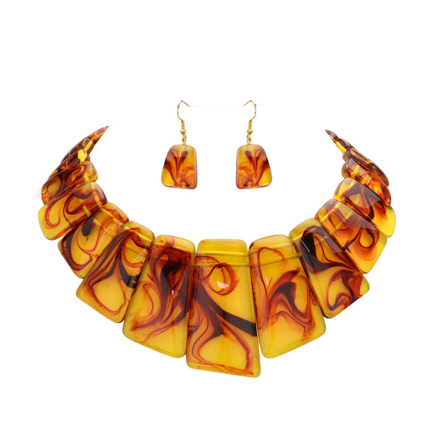 Bold Abstract Resin Bib Statement Necklace