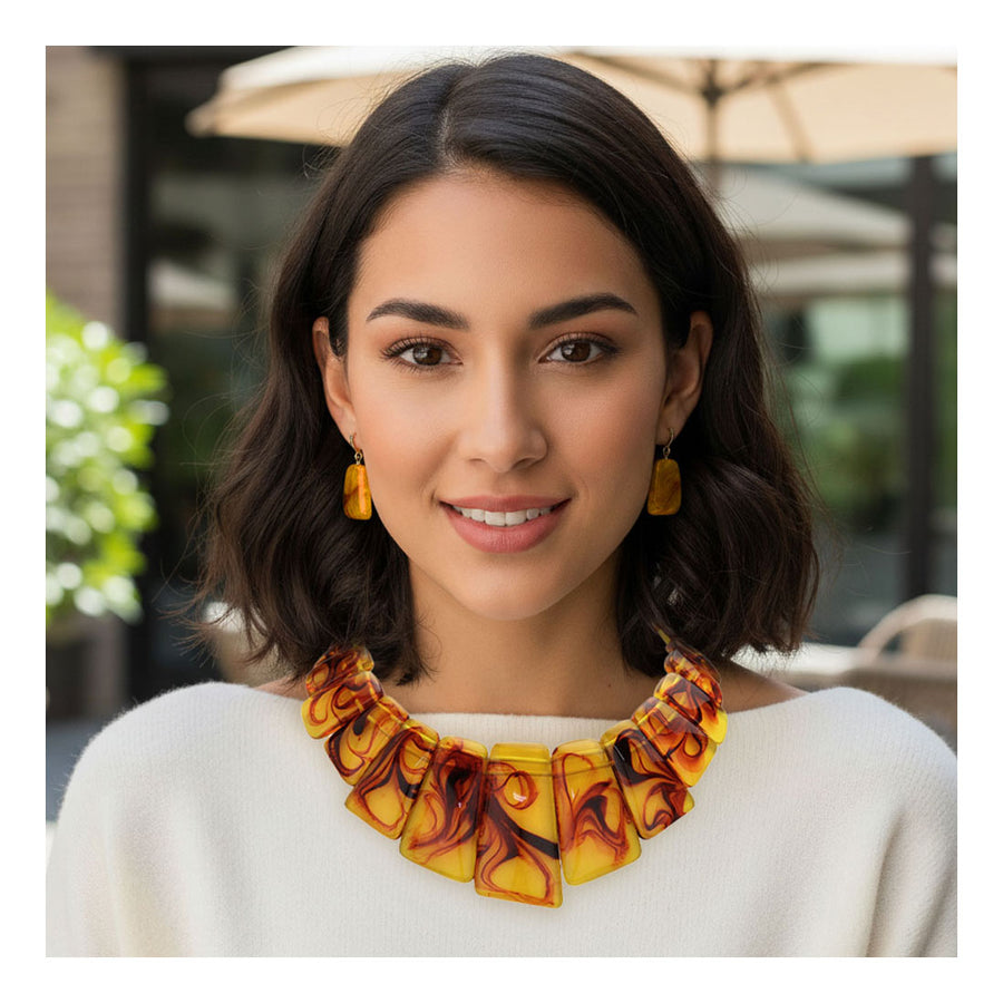 Bold Abstract Resin Bib Statement Necklace