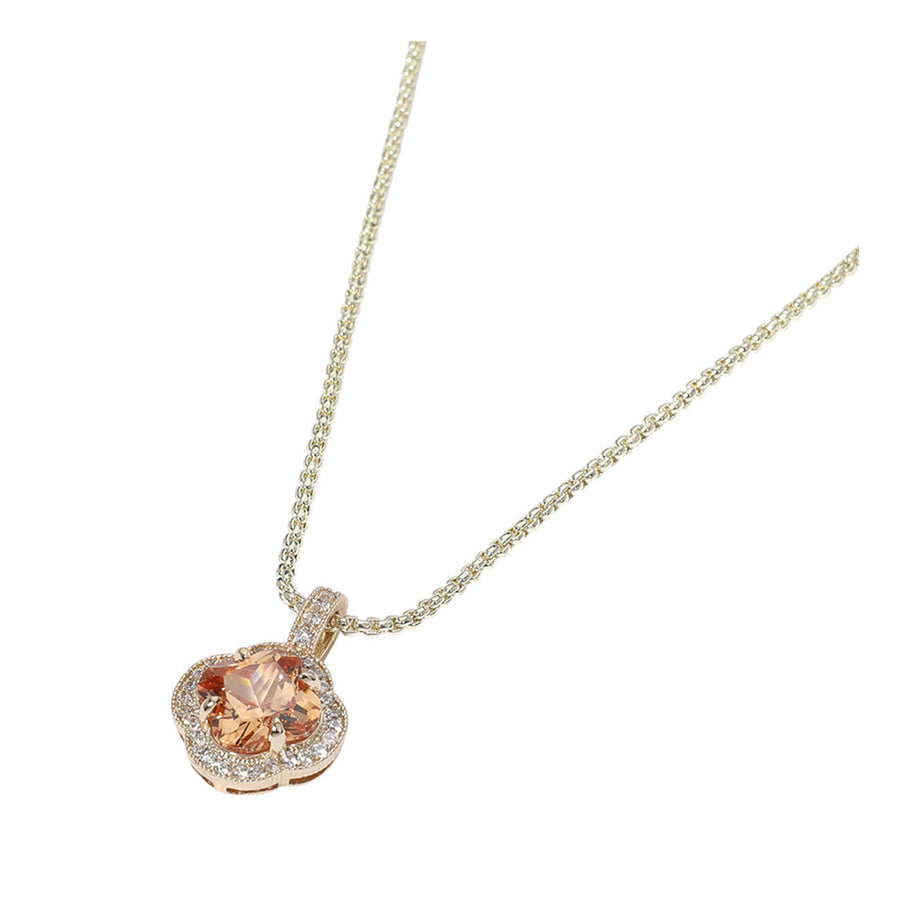 Amethyst Quatrefoil CZ Stone Pendant Necklace