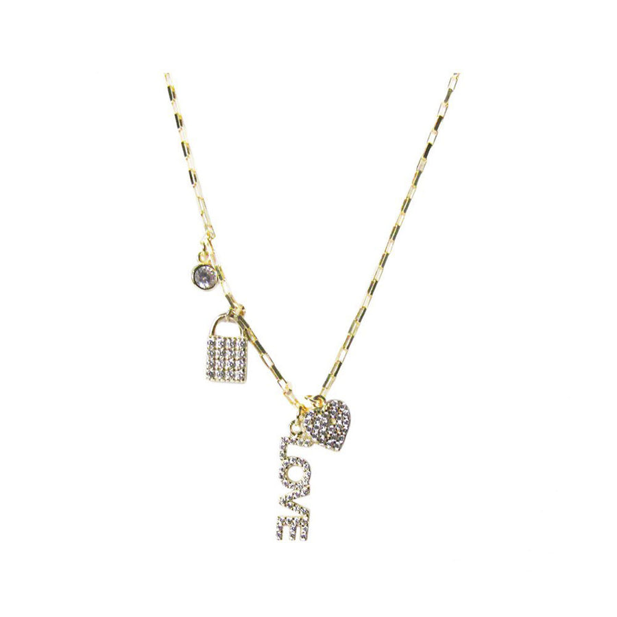 Lovely Gold Cubic Zirconia Silver Charms Link Necklace