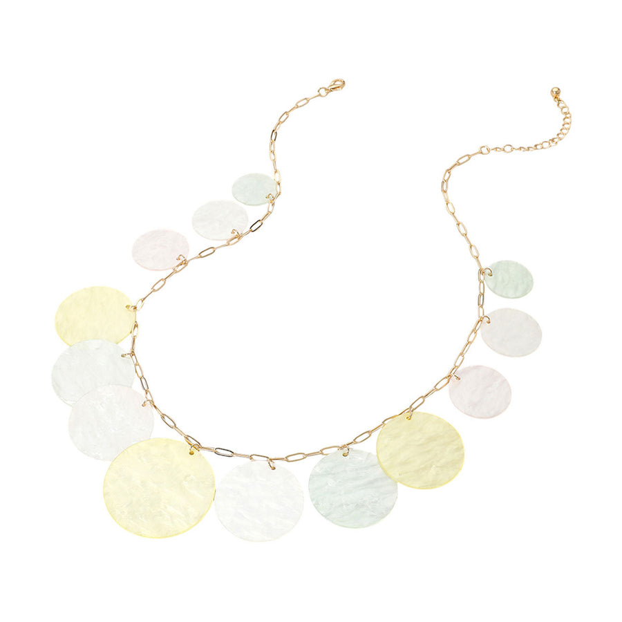 Turquoise Celluloid Acetate Disc Charm Necklace