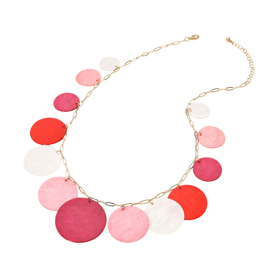Turquoise Celluloid Acetate Disc Charm Necklace