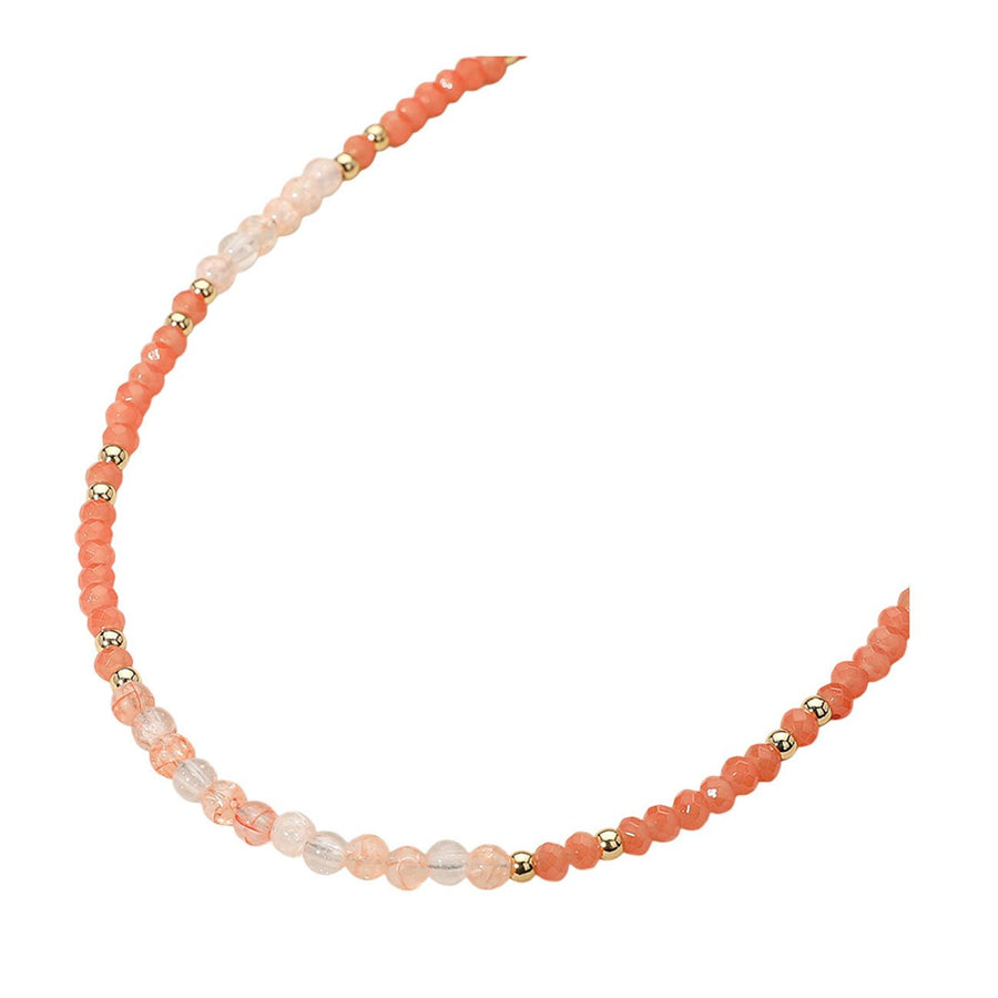 Coral Natural Stone Ball Faceted Beads Choker Necklace