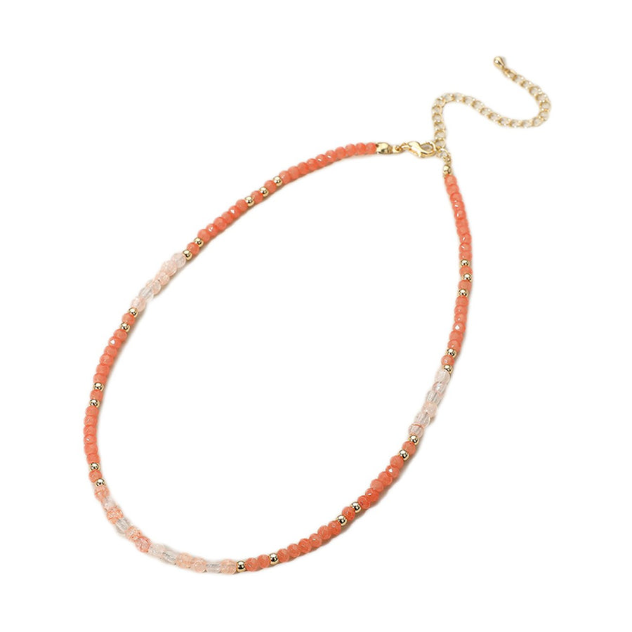 Coral Natural Stone Ball Faceted Beads Choker Necklace