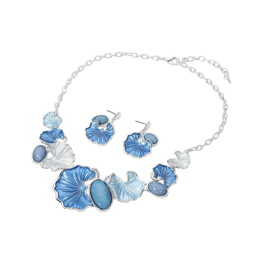 Green Gingko Leaves Vine Statement Necklace