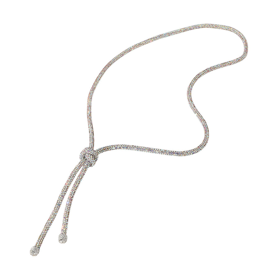 Bling Hematite Studded Knot Pointed Long Necklace