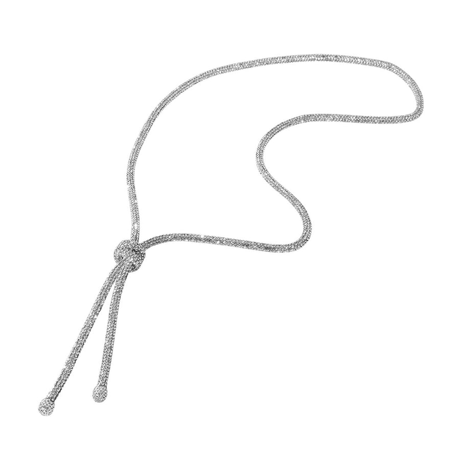 Bling Hematite Studded Knot Pointed Long Necklace
