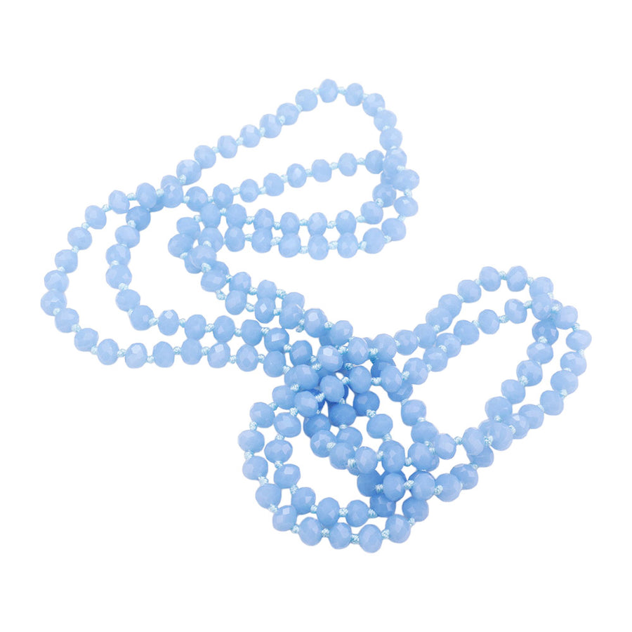 Aqua Faceted Beaded Wrap Around Long Necklace
