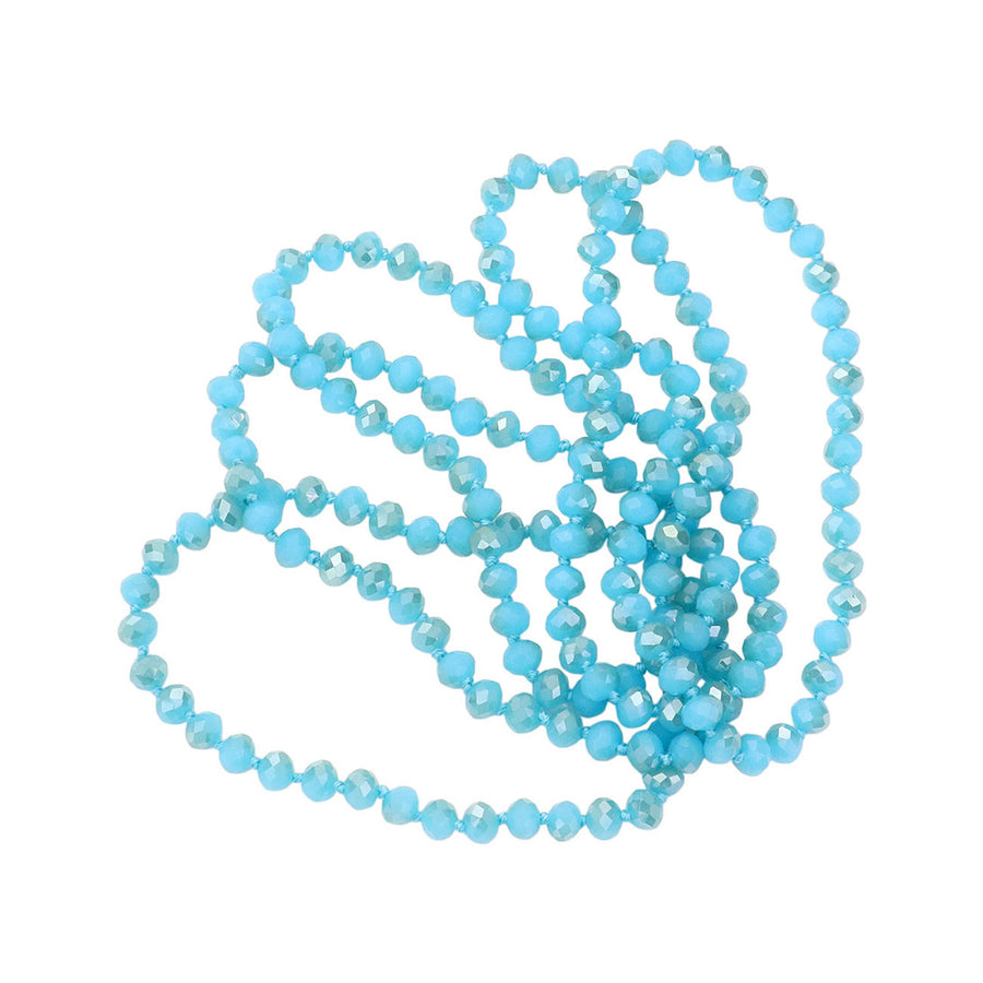 Aqua Faceted Beaded Wrap Around Long Necklace