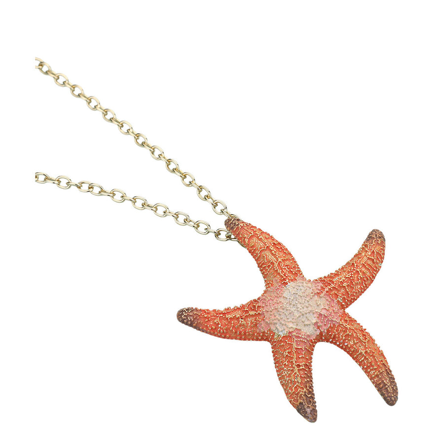 Green Starfish Metal Pendant Necklace