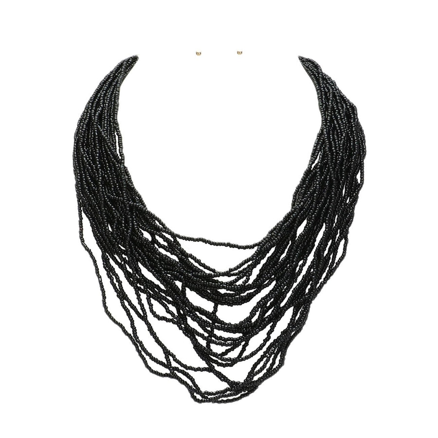 Stunning Turquoise Seed Beaded Multi Layered Strand Necklace