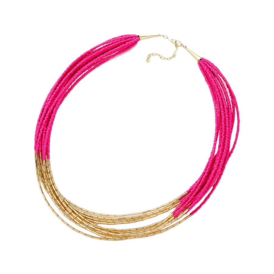 Pink Multi Strand Seed Bead Necklace