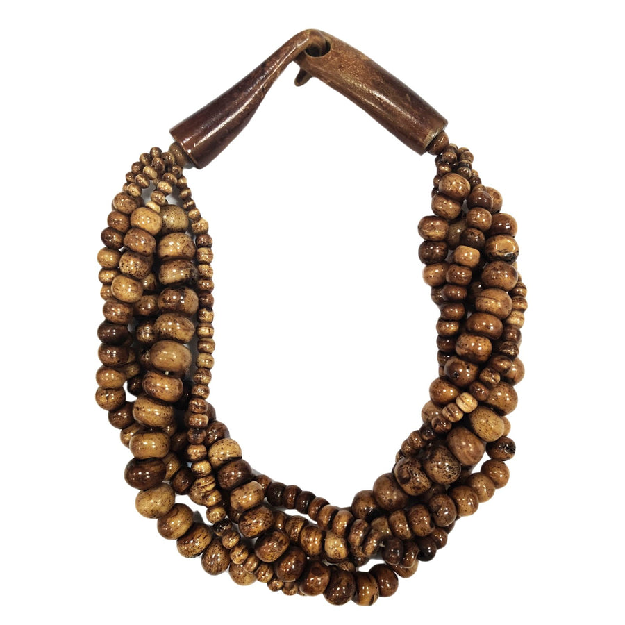 Multi-Strand Coffee Genuine Bone Horn Necklace