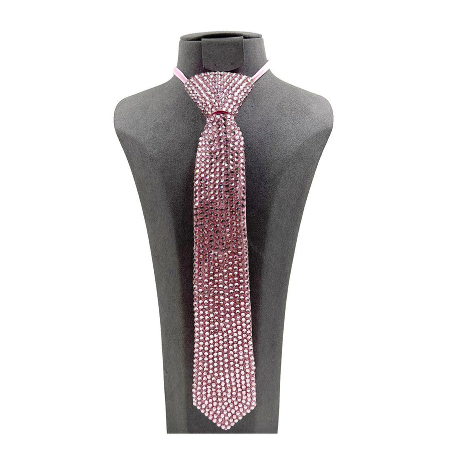 Dazzling Pink Bling Rhinestone Necktie Necklace