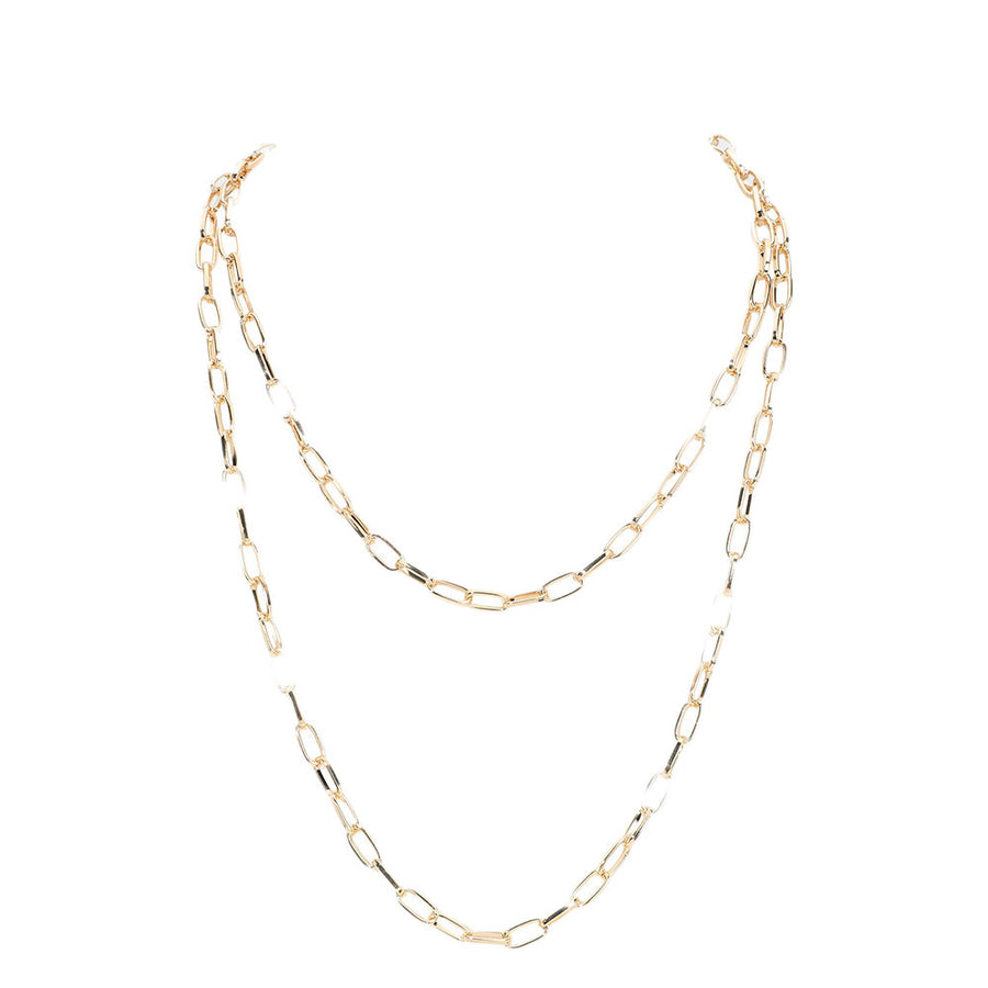 Gold Paperclip Long Chain Necklace