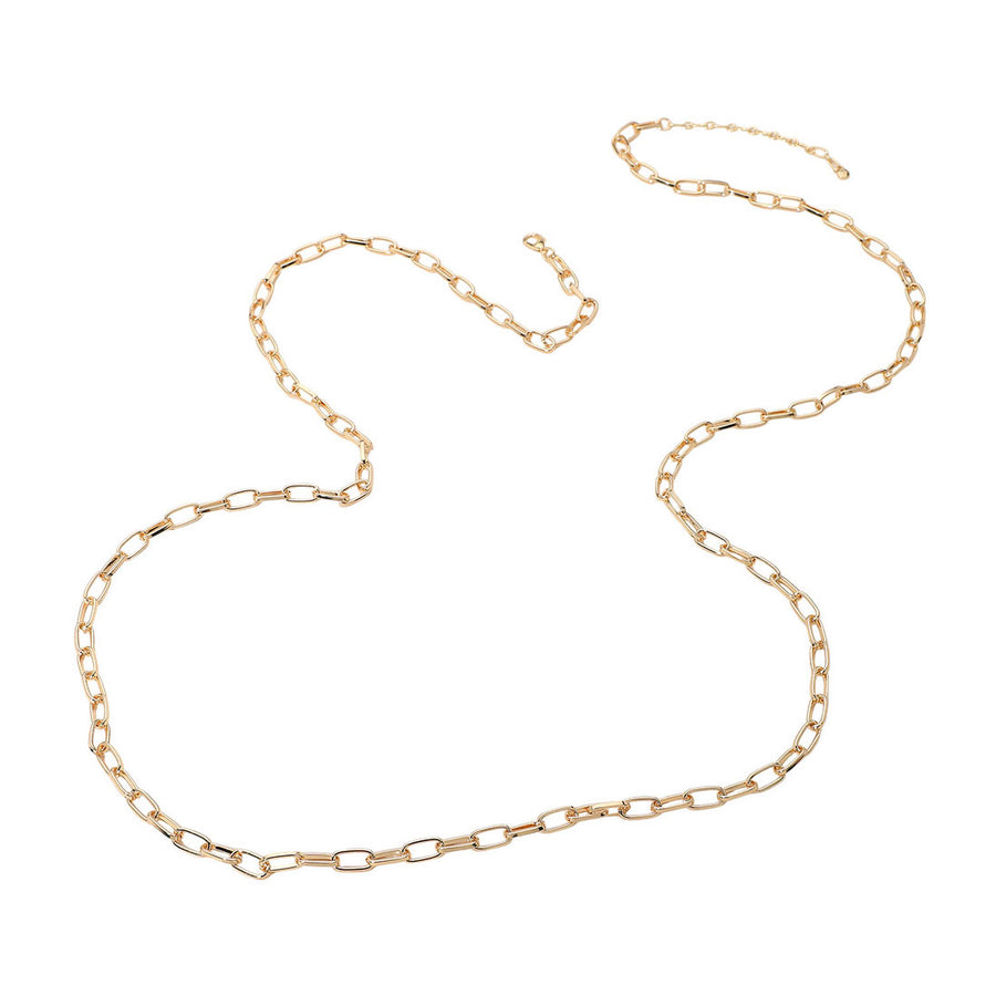 Gold Paperclip Long Chain Necklace