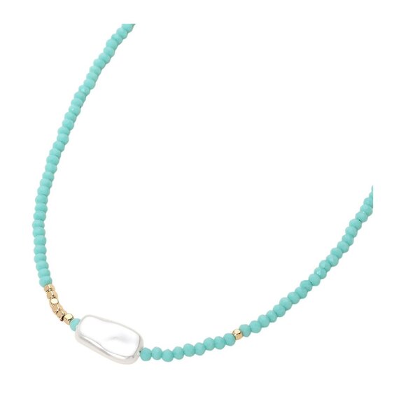 Turquoise Pearl Beaded Choker Necklace