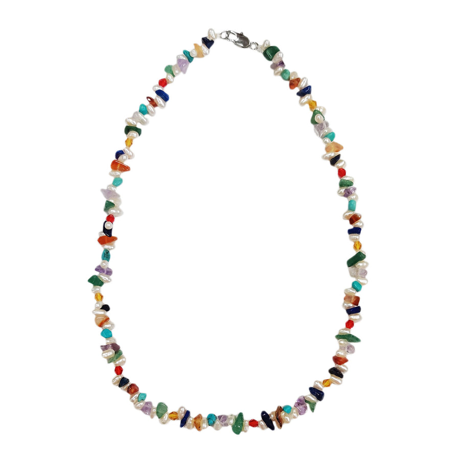 Stunning Genuine Fresh Water Pearl Multi Color Chips Necklace