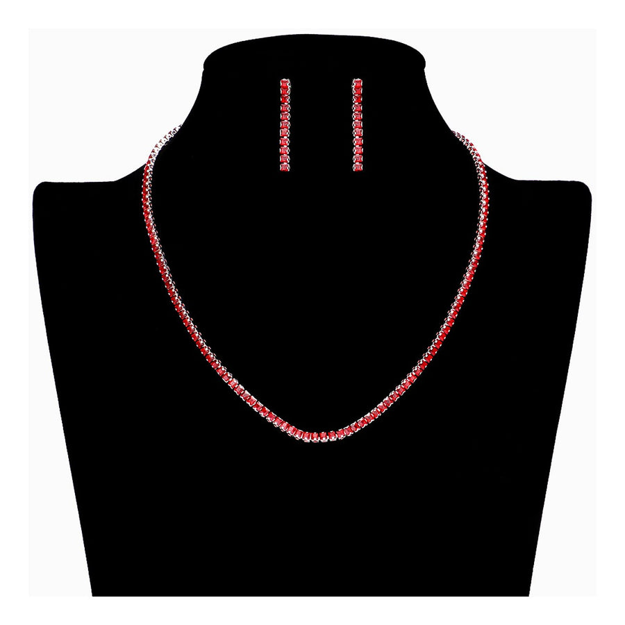 Dazzling Red Rhinestone Necklace Set