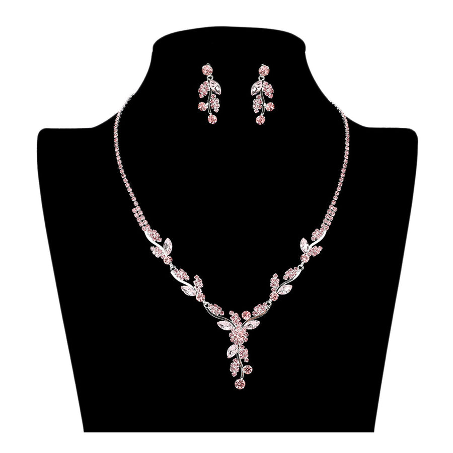 Green Rhinestone Paved Marquise Stone Necklace Set