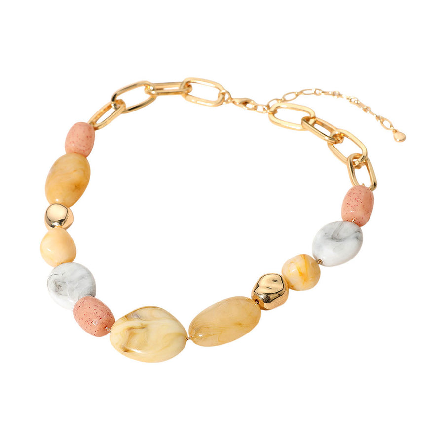 Chunky Pebble Beaded Paperclip Chain Necklace