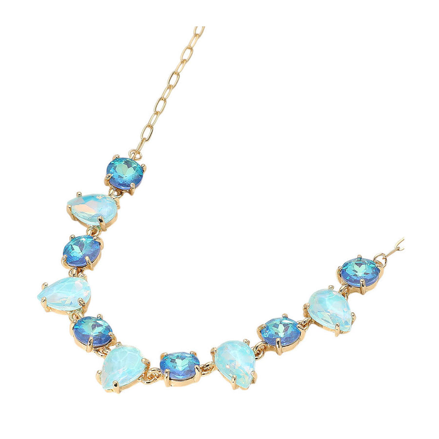 Holiday Cushion Teardrop Round Oval Stone Link Evening Necklace