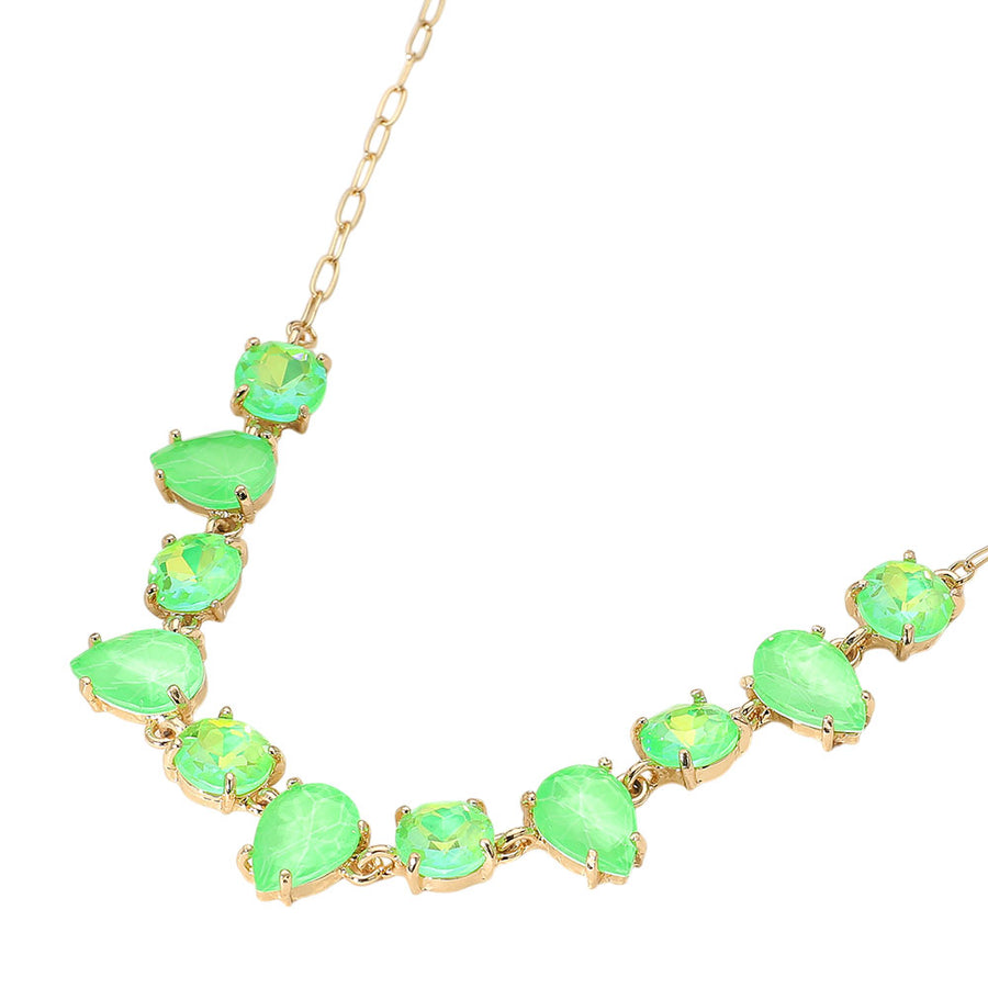 Holiday Cushion Teardrop Round Oval Stone Link Evening Necklace