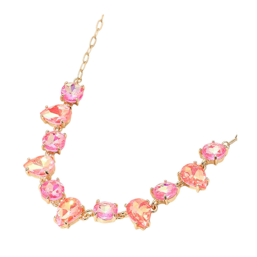 Holiday Cushion Teardrop Round Oval Stone Link Evening Necklace